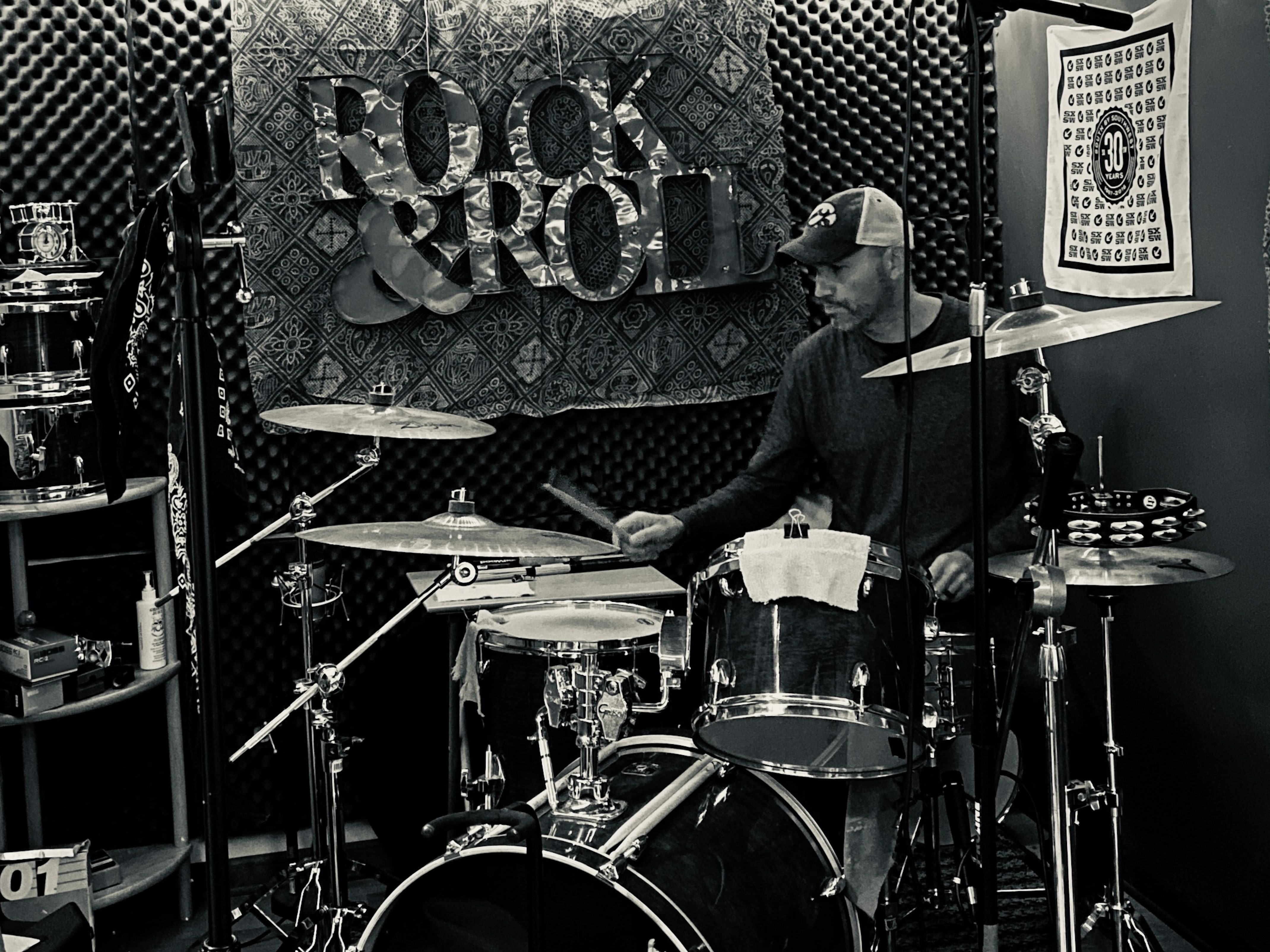 Mike Echlin on Drums in studio